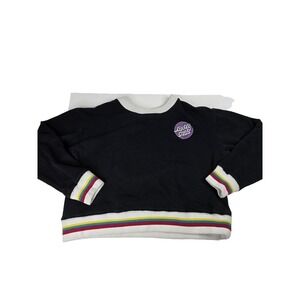 Santa Cruz Womens Small S Cropped Sweatshirt Black Purple Logo Skate Cali Hoodie